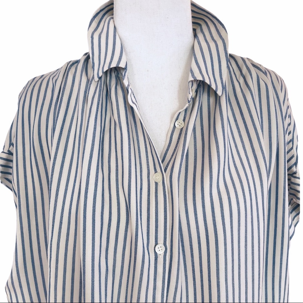 SOLD-Madewell Central Shirt in Navy/cream Ballard Stripe - Picture 6 of 11
